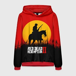 Толстовка-худи мужская Red Dead Redemption 2 - закат, цвет: 3D-красный