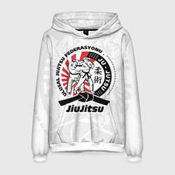 Толстовка-худи мужская Jiujitsu emblem Джиу-джитсу, цвет: 3D-белый