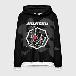 Толстовка-худи мужская Jiu-jitsu throw logo, цвет: 3D-белый