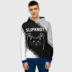Толстовка-худи мужская Группа Slipknot и рок кот, цвет: 3D-синий — фото 2