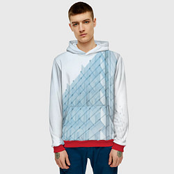 Толстовка-худи мужская Абстрактный стеклянный мир, цвет: 3D-красный — фото 2