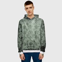 Толстовка-худи мужская Старая затёртая мешковина с принтом, цвет: 3D-белый — фото 2