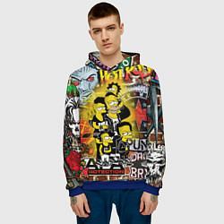 Толстовка-худи мужская Simpsons & Punks not dead! Motto!, цвет: 3D-синий — фото 2