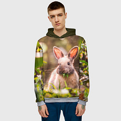 Толстовка-худи мужская Милый кролик, цвет: 3D-меланж — фото 2