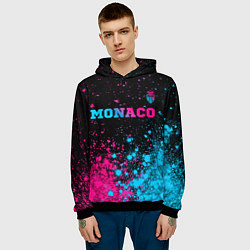Толстовка-худи мужская Monaco - neon gradient: символ сверху, цвет: 3D-черный — фото 2