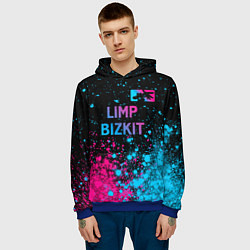 Толстовка-худи мужская Limp Bizkit - neon gradient: символ сверху, цвет: 3D-синий — фото 2