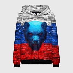 Толстовка-худи мужская Русский медведь арт, цвет: 3D-черный