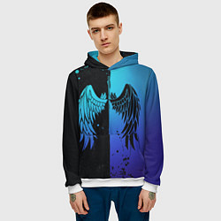 Толстовка-худи мужская Крылья инь янь, цвет: 3D-белый — фото 2
