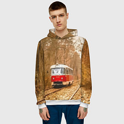 Толстовка-худи мужская Одинокий трамвай - Россия, цвет: 3D-белый — фото 2