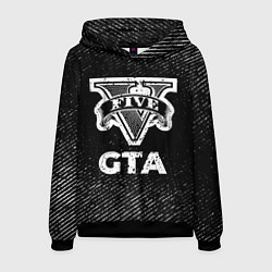 Толстовка-худи мужская GTA с потертостями на темном фоне, цвет: 3D-черный