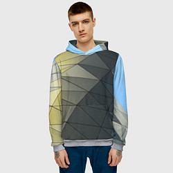 Толстовка-худи мужская Абстрактная сетка из множества фигур, цвет: 3D-меланж — фото 2