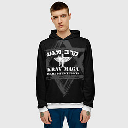 Толстовка-худи мужская Krav-maga emblem, цвет: 3D-белый — фото 2