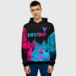 Толстовка-худи мужская Destiny - neon gradient: символ сверху, цвет: 3D-черный — фото 2