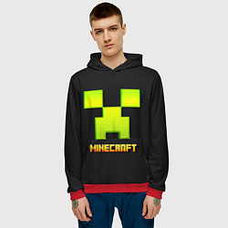 Толстовка-худи мужская Minecraft: neon logo, цвет: 3D-красный — фото 2
