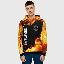 Толстовка-худи мужская In Flames и пылающий огонь, цвет: 3D-черный — фото 2