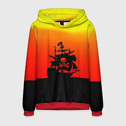 Толстовка-худи мужская Пиратский корабль на закате, цвет: 3D-красный