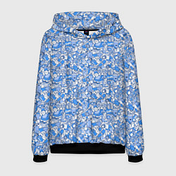 Толстовка-худи мужская Скутер, граффити и телефон, цвет: 3D-черный