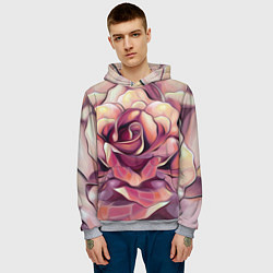 Толстовка-худи мужская Крупная роза маслом, цвет: 3D-меланж — фото 2