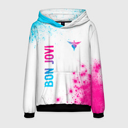 Толстовка-худи мужская Bon Jovi neon gradient style: надпись, символ, цвет: 3D-черный