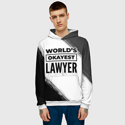 Толстовка-худи мужская Worlds okayest lawyer - white, цвет: 3D-белый — фото 2