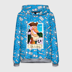 Толстовка-худи мужская Доктор Ливси с черепом и ромом, цвет: 3D-меланж