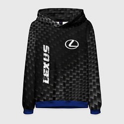 Толстовка-худи мужская Lexus карбоновый фон, цвет: 3D-синий