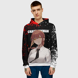 Толстовка-худи мужская Макима человек бензопила - Манга, цвет: 3D-белый — фото 2