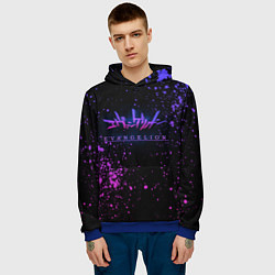 Толстовка-худи мужская Evangelion neon logo, цвет: 3D-синий — фото 2