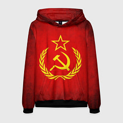 Толстовка-худи мужская СССР - старый флаг, цвет: 3D-черный