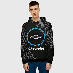 Толстовка-худи мужская Chevrolet в стиле Top Gear со следами шин на фоне, цвет: 3D-черный — фото 2