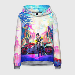 Толстовка-худи мужская Cyberpunk Edgerunners Люси и Дэвид, цвет: 3D-меланж