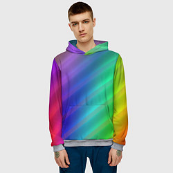 Толстовка-худи мужская Полосы всех цветов радуги, цвет: 3D-меланж — фото 2