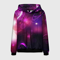 Толстовка-худи мужская Фиолетовые неоновые блики, цвет: 3D-черный