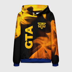 Толстовка-худи мужская GTA - gold gradient: надпись, символ, цвет: 3D-синий