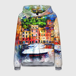 Толстовка-худи мужская Картина красочный город, цвет: 3D-меланж