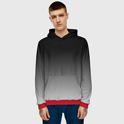 Толстовка-худи мужская Серый градиент, цвет: 3D-красный — фото 2