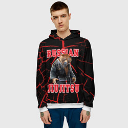 Толстовка-худи мужская Russian Jii Jitsu, цвет: 3D-белый — фото 2