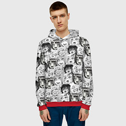 Толстовка-худи мужская Разные девушки Ахегао, цвет: 3D-красный — фото 2