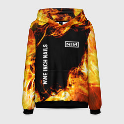 Толстовка-худи мужская Nine Inch Nails и пылающий огонь, цвет: 3D-черный