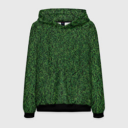 Толстовка-худи мужская Зеленая камуфляжная трава, цвет: 3D-черный
