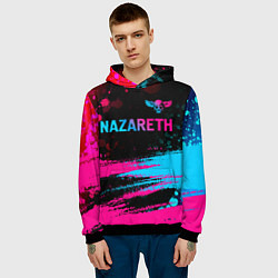 Толстовка-худи мужская Nazareth - neon gradient: символ сверху, цвет: 3D-черный — фото 2