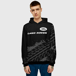 Толстовка-худи мужская Land Rover speed на темном фоне со следами шин: си, цвет: 3D-черный — фото 2