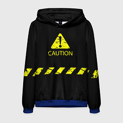 Толстовка-худи мужская CAUTION - Осторожно опасность, цвет: 3D-синий