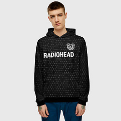 Толстовка-худи мужская Radiohead glitch на темном фоне: символ сверху, цвет: 3D-черный — фото 2