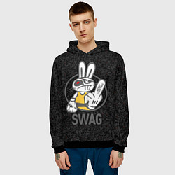 Толстовка-худи мужская SWAG, bad rabbit, merry Christmas, цвет: 3D-черный — фото 2