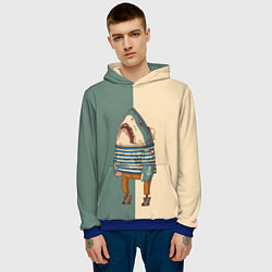 Толстовка-худи мужская Акула-моряк, цвет: 3D-синий — фото 2