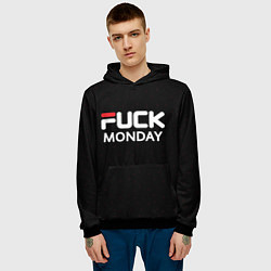 Толстовка-худи мужская Fuck monday - antibrand, fila, цвет: 3D-черный — фото 2