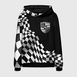 Толстовка-худи мужская Porsche racing flag, цвет: 3D-черный