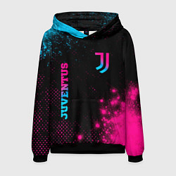 Толстовка-худи мужская Juventus - neon gradient: надпись, символ, цвет: 3D-черный