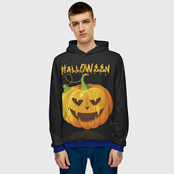 Толстовка-худи мужская Halloween : тыква, цвет: 3D-синий — фото 2